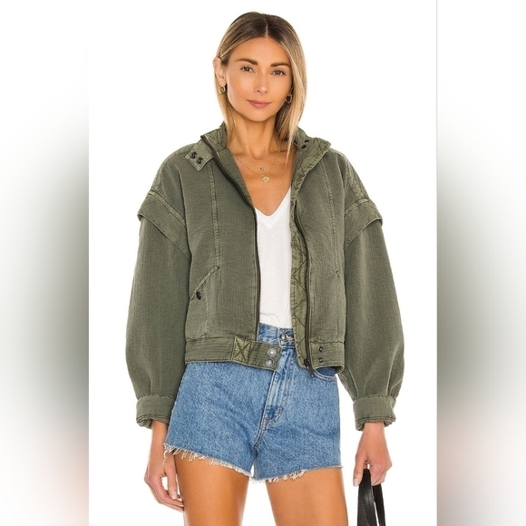 Free People Florence Bomber in Olive Smoke - Picture 6 of 6